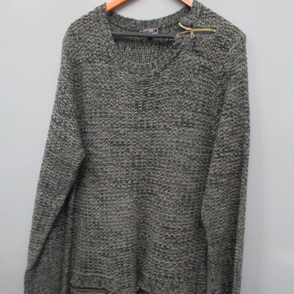 Size 3X Effeci Woman Long Sweater 100% Acrylic Black/Grey Long Sweater - Picture 4 of 13